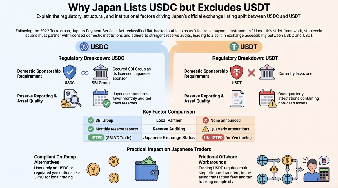 Why Japanese Exchanges List USDC but Not USDT